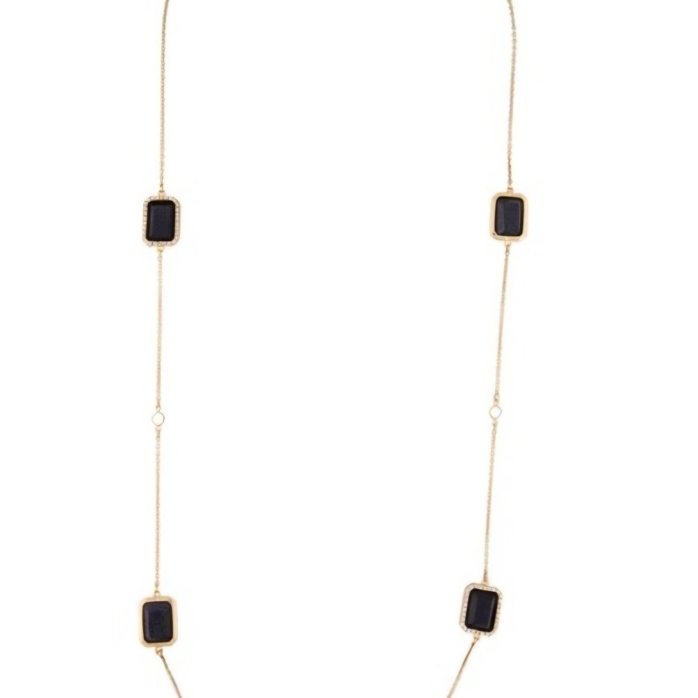 Kate Spade NY Night Sky Dark Blue With Rhinestone Long Station Necklace Chain